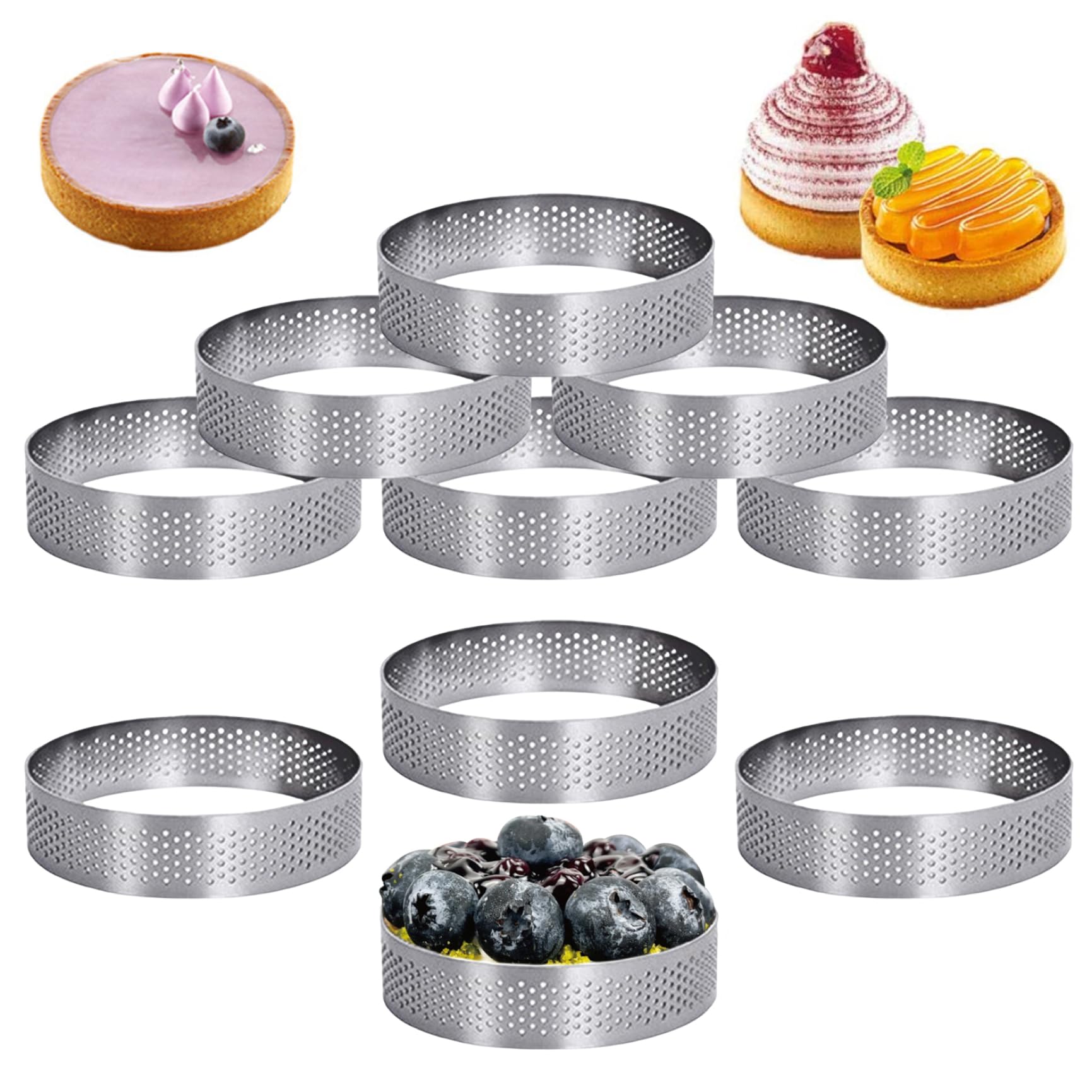 Anillos para tarta de acero inoxidable duradero, moldes redondos Gcroet de alta resistencia