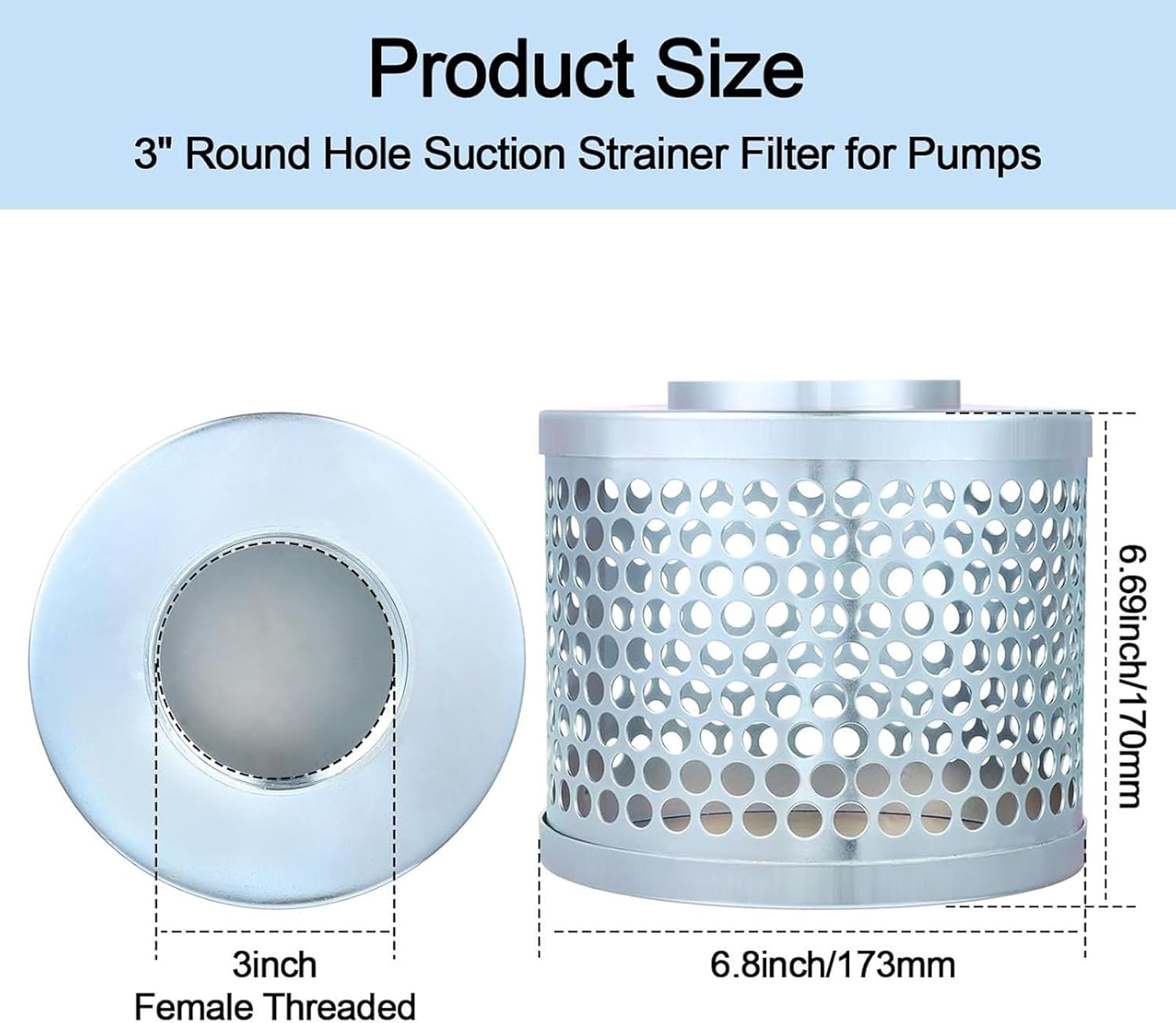 Round Hole Suction Strainer Filter For Pumps,Aluminium Basket Water Suction Filter,Reduces Solid Particles For Pumps Systems