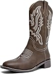 kkdom Cowboy Boots for Women Square Toe Women's Western Boot Cowgirl Mid Calf Boot