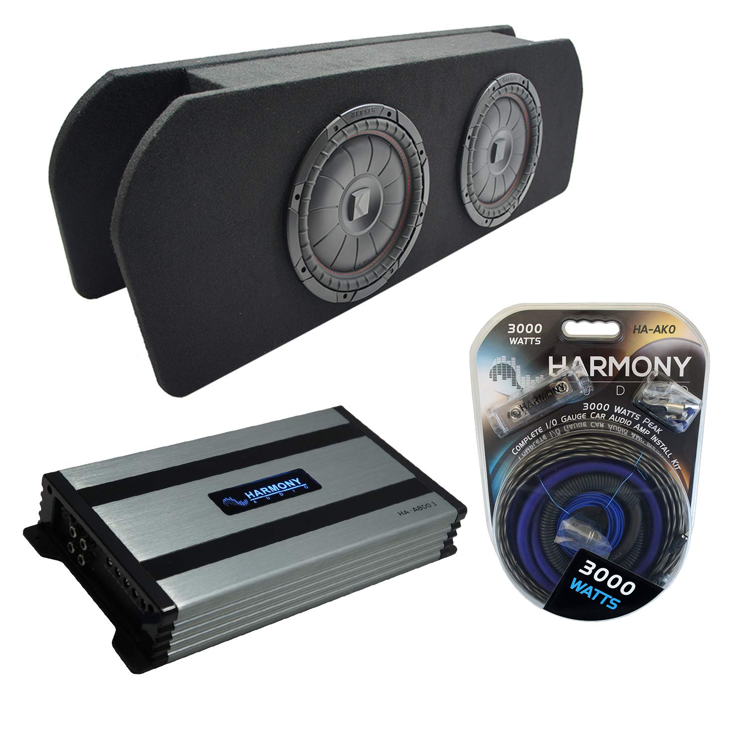 Harmony Audio Kicker Bundle Compatible with 2015-2023 Ford Mustang Coupe CVT10 CompVT Dual 10