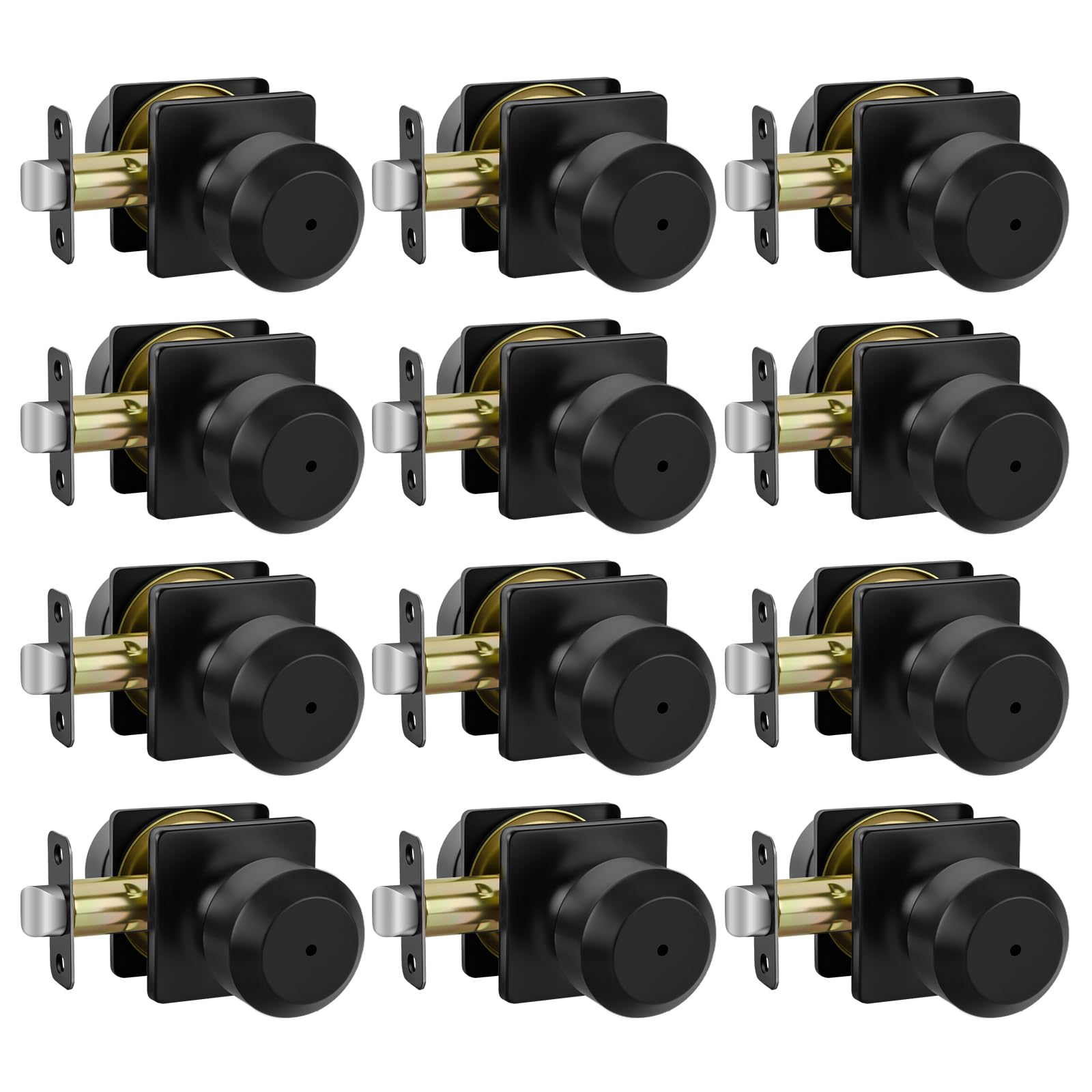 Haidms Matte Black Passage Door Knobs - 6 Pack -14