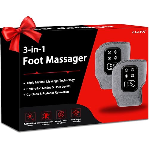 2-Pack 2026 Upgraded 3-in-1 Foot and Ankle Massager - 5 Vibration Modes and 5 Heating Levels, Suitable for Relieving Daily Foot Fatigue, Wireless and Portable，Grey