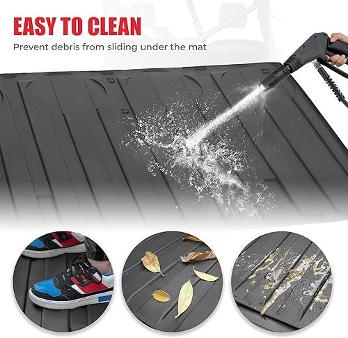 Miniatura 6 de KEMIMOTO Tapete de goma UTV para cama de carga compatible con Can-Am Defender HD5 HD7 HD8 HD9 HD10 MAX 2016-2024 TPE alfombrillas de suelo para cama