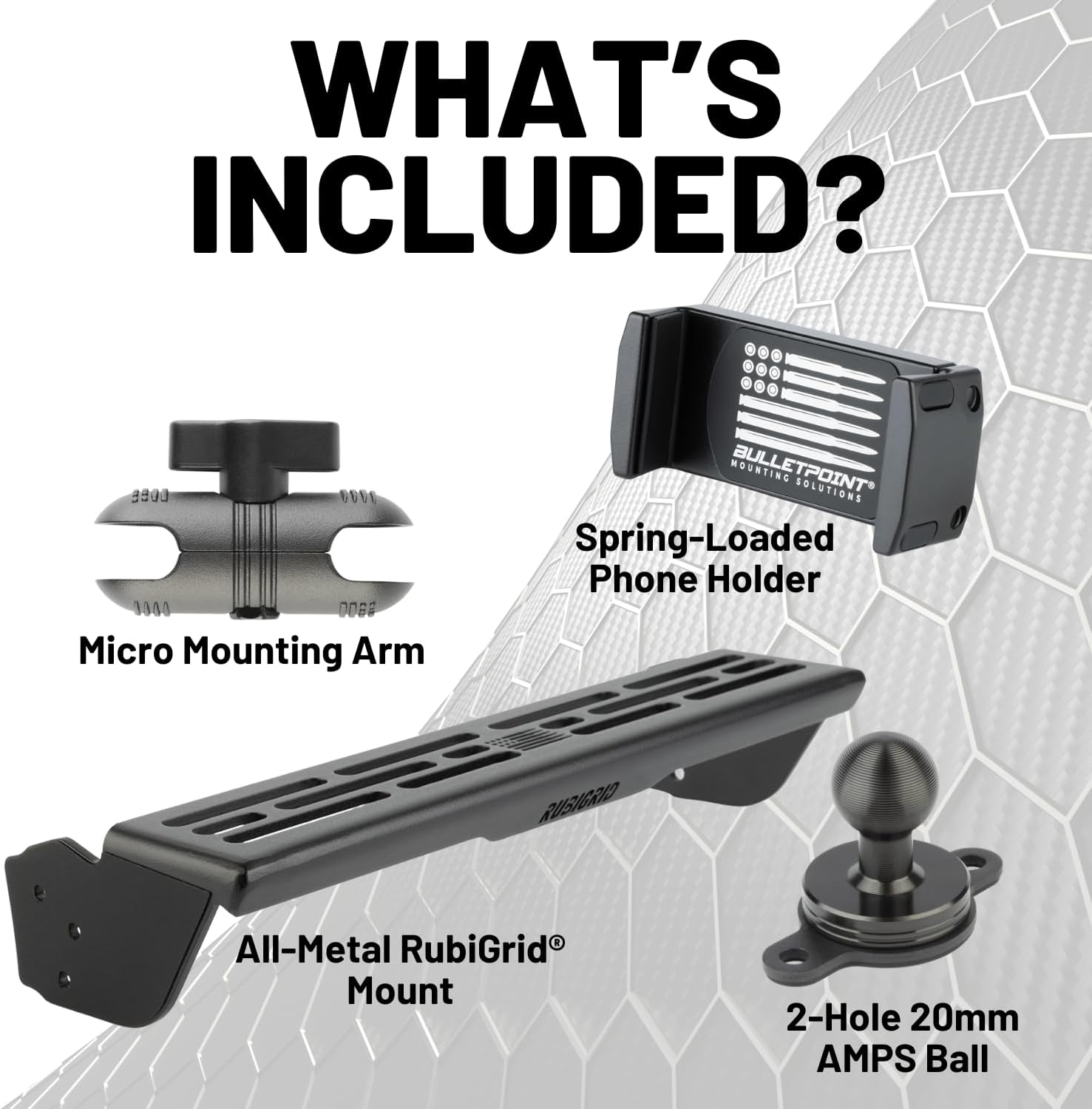 Bulletpoint Mounting Solutions RubiGrid Metal Device Mount Phone Holder Compatible with 2005-2015 Toyota Tacoma