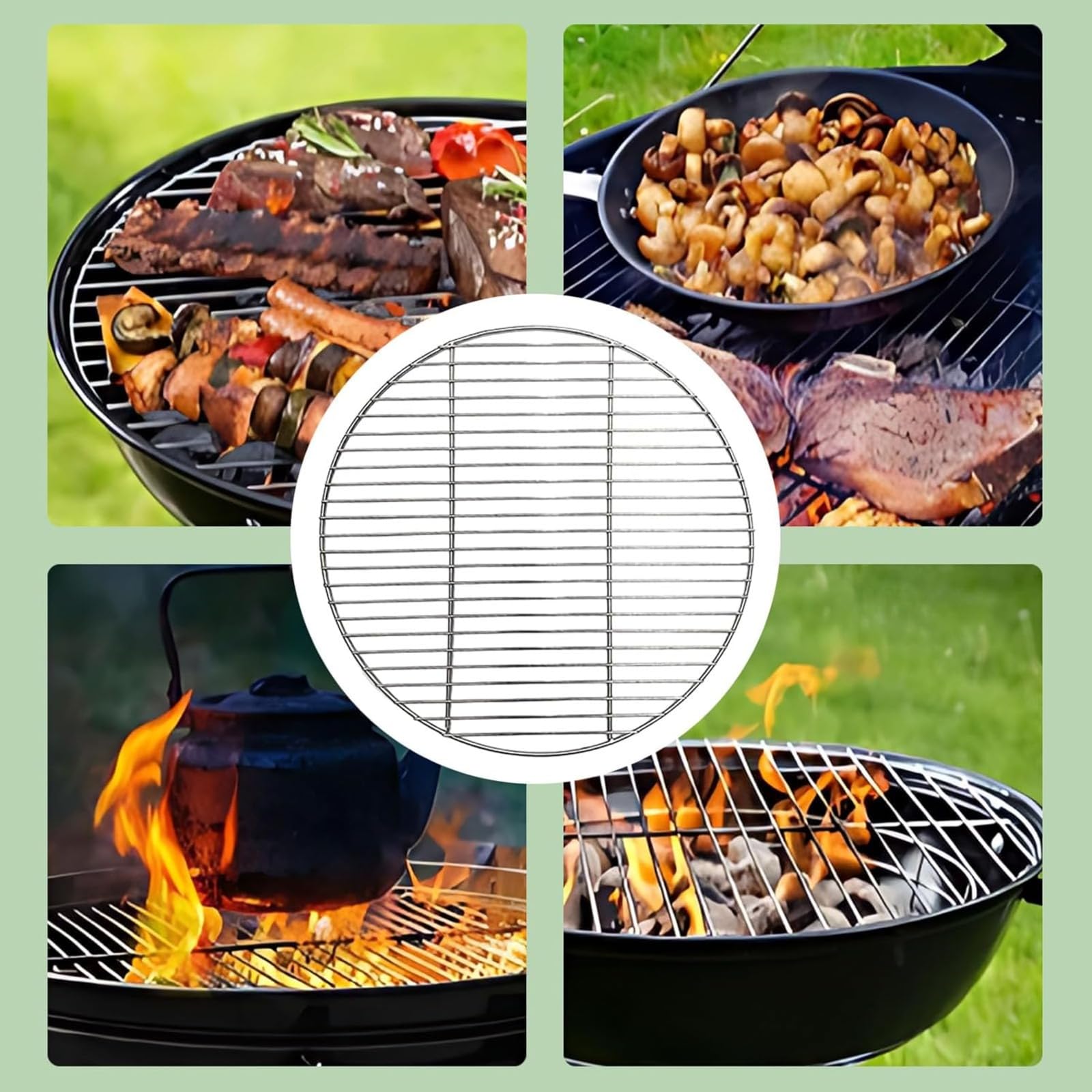 Griglia rotonda, griglia a carbone, accessori per griglia da giardino in acciaio inox, griglia da esterno, griglia per barbecue, 28 cm | Leroy Merlin