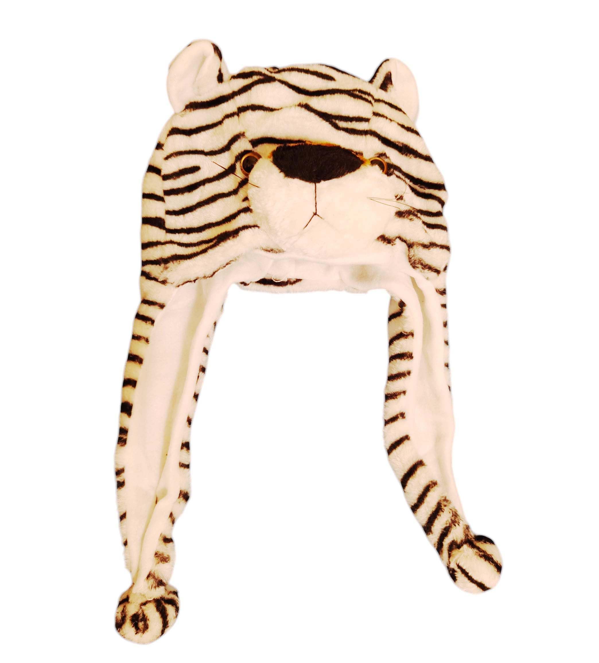 Cion Plush Animal Hat with Ear Flaps and Pom Poms, Winter Outdoor Funny Style Cap for Kids, Girls and Women