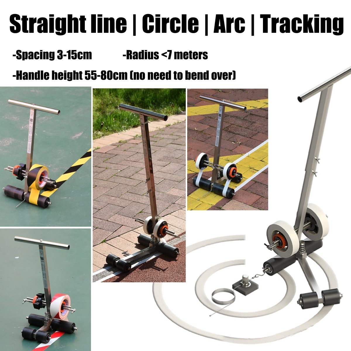 UMJIGF Court Line Tape Machine Court Marking Kit for Concrete Hand Push Floor Marking Tool Playing Field Line Striping Machines Basketball Court Marking Applicator Kit