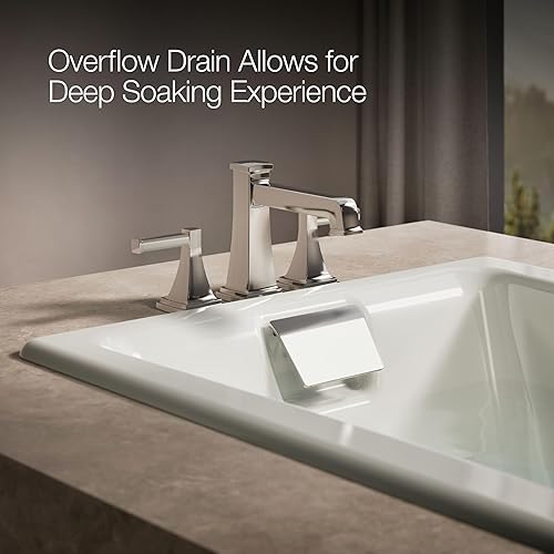 Miniatura 18 de KOHLER 850-0 Tea-for-Two - Bañera de hierro fundido de 60 x 32 pulgadas, para alcoba o empotrada, diseño espacioso, superficie antideslizante