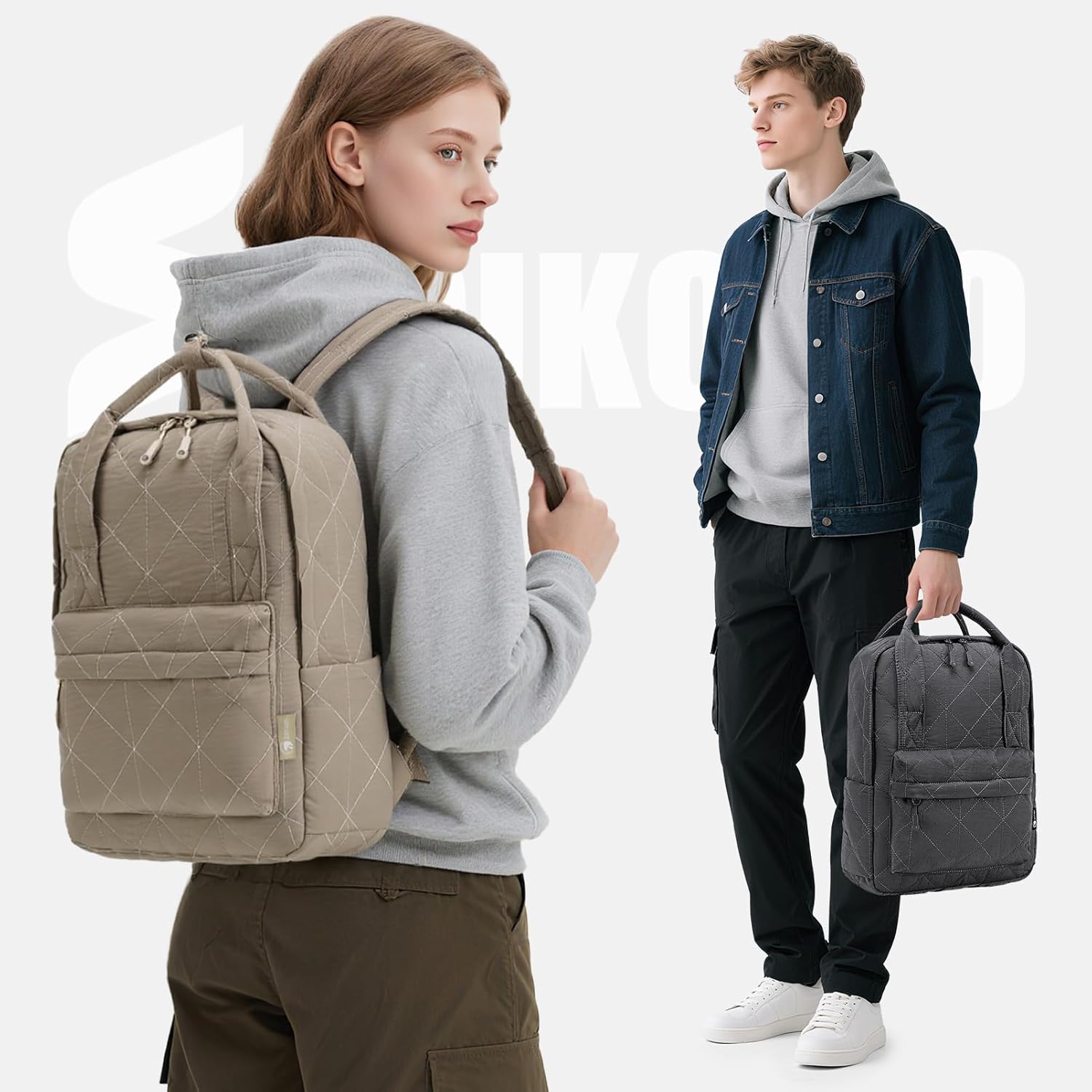 40X30X10 Personal Item Travel Backpack Carry On Luggage Flight Approved Quilted Puffer 14'' Laptop Backpack Daypack