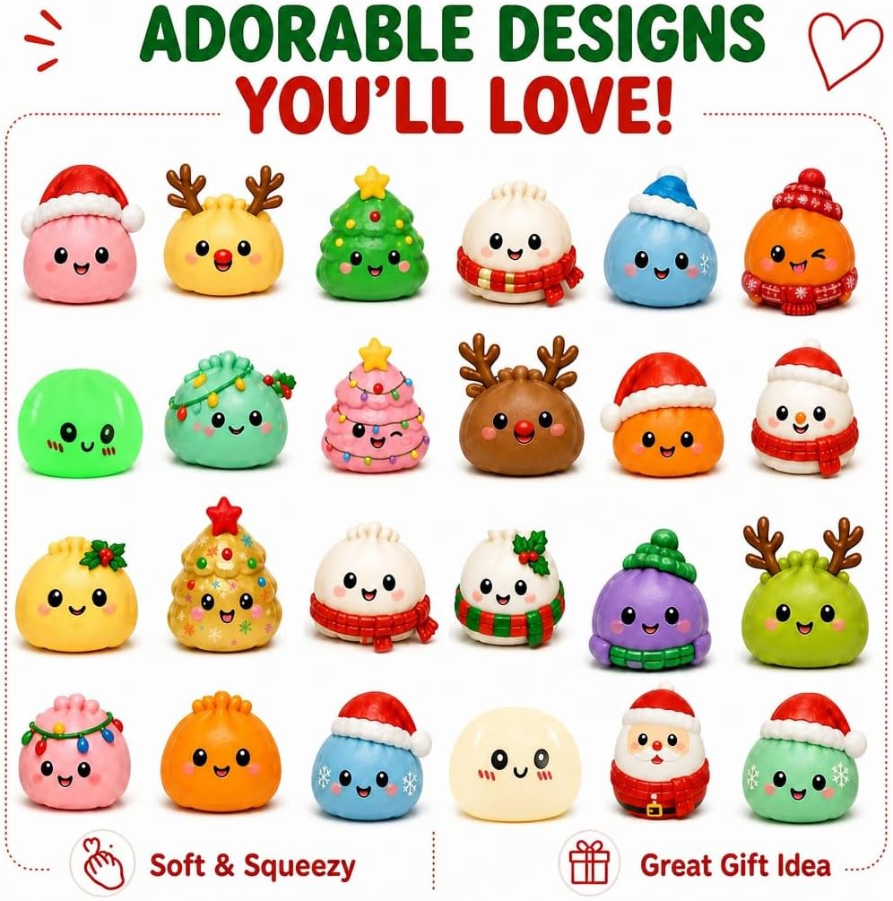 Squishy Advent Calendar 2026 Christmas Countdown Calendar (RED)