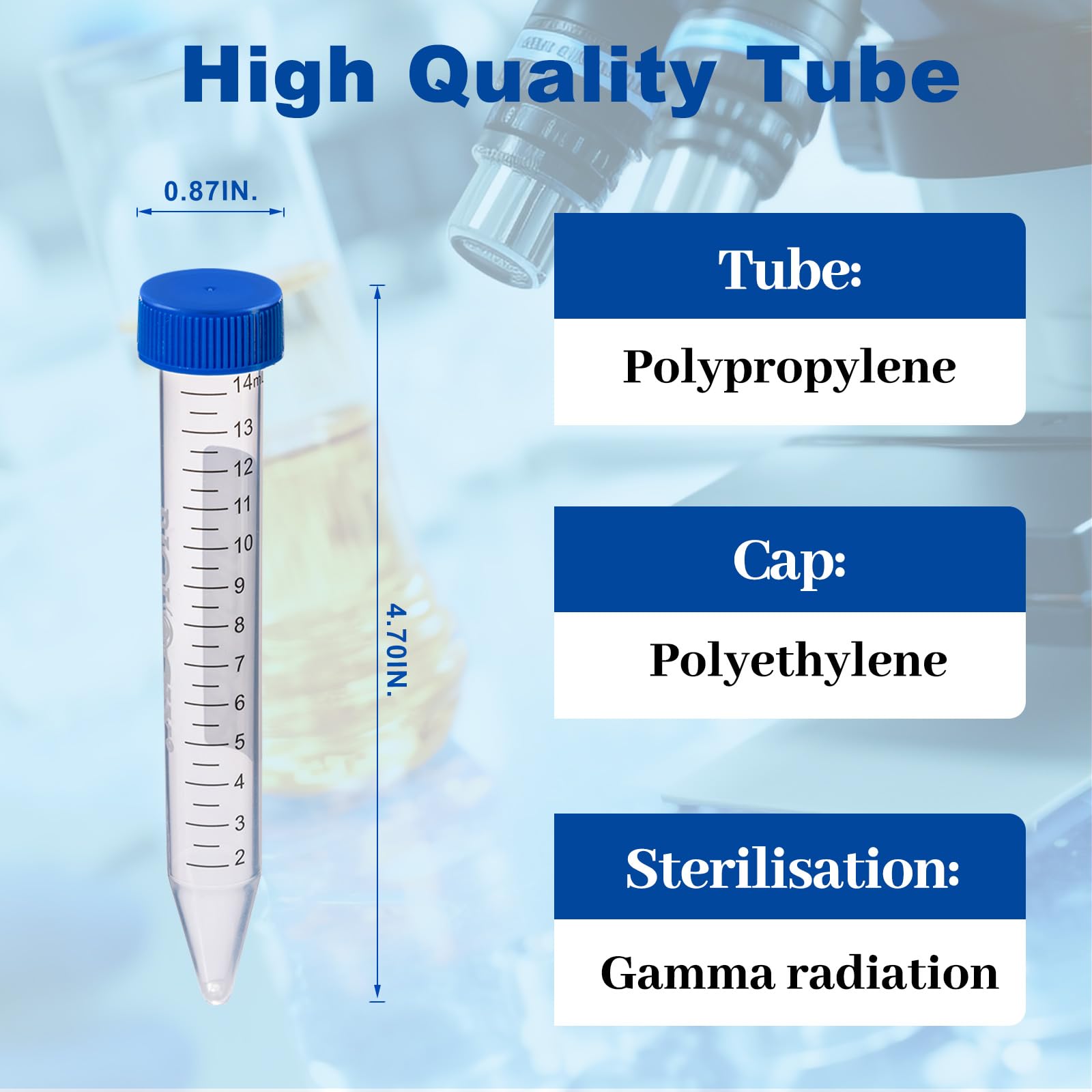 500 provette centrifughe da 15 ml, in plastica, provetta in plastica, con graduazione, per esperimenti di chimica di laboratorio (15 ml)