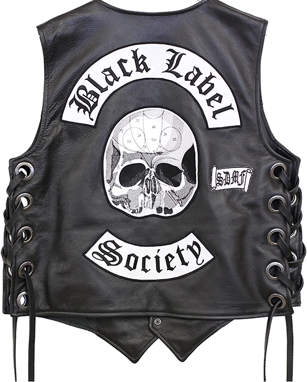 Black Label Society Original Leather Vest for Men | Band Heavy Rock & Metal Music Black Vest with Patches