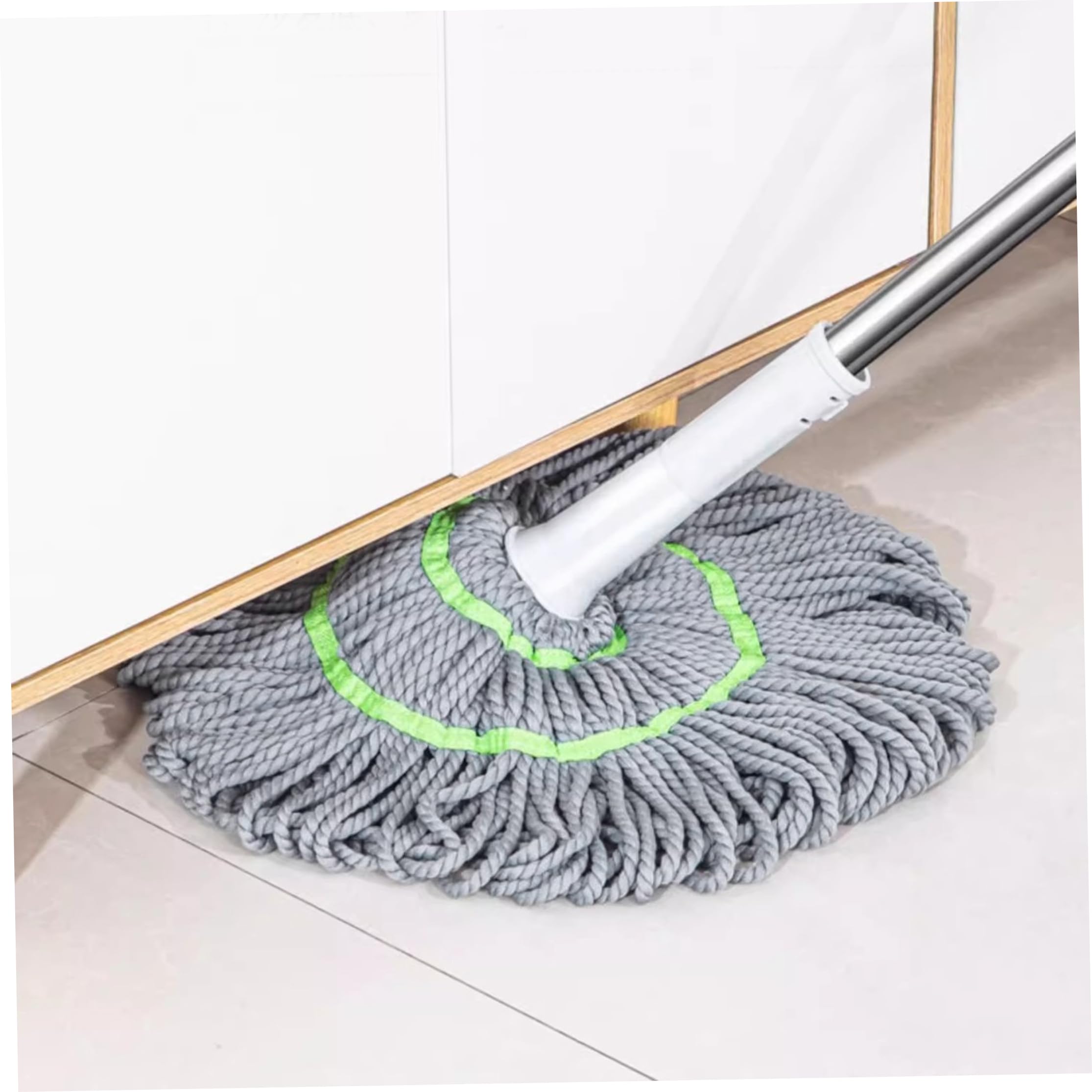 Trapeador Autoescurrido - Trapeadores Giratorios con Cabezal de Fibra de Algodón de 66 Cm para Limpieza de Pisos, Mango de Acero Inoxidable, Uso Húmedo/Seco, Trapeador Fácil de Escurrir