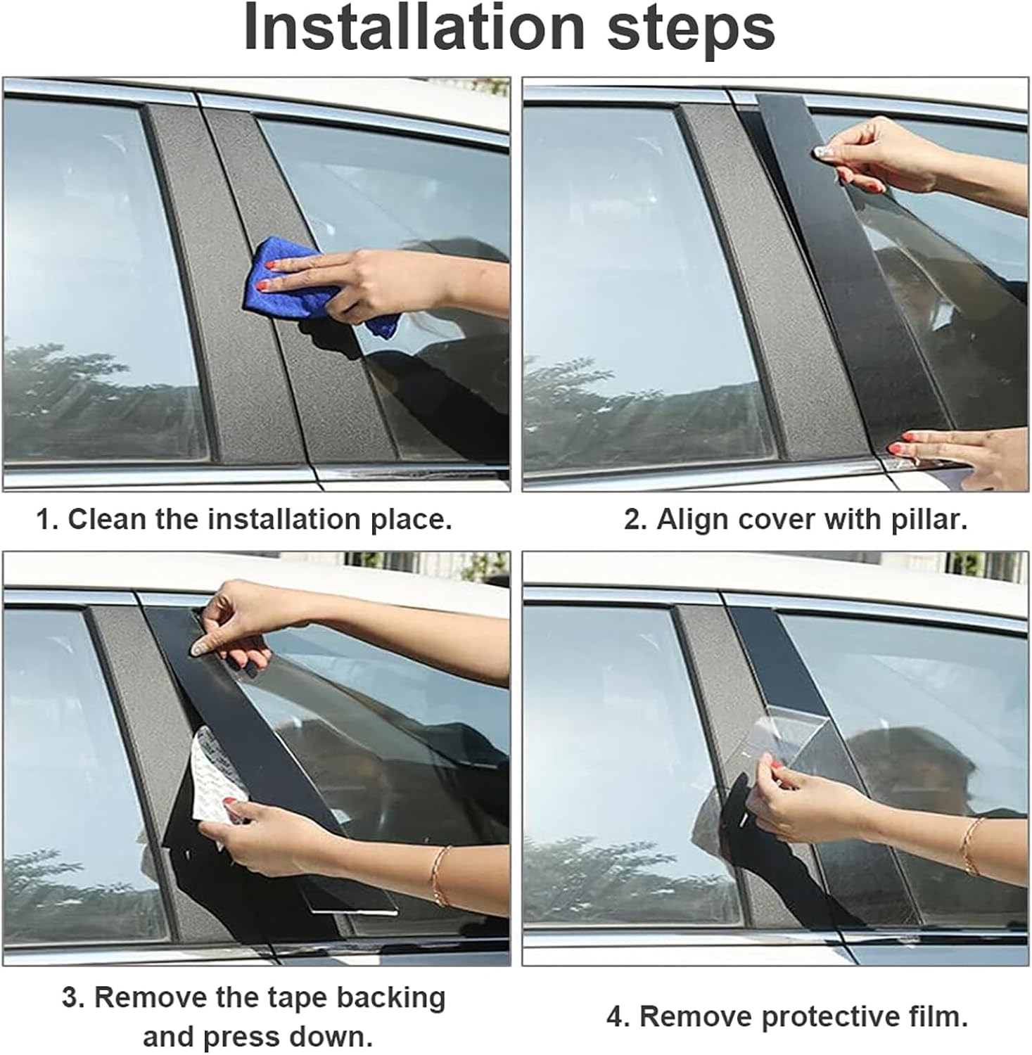 Car Window B Pillar Posts Trim Mould Panel Cover for Land Rover Range Rover Evoque 2012-2018 (6pcs), Door Pillar Moldings Stickers Set Decoration Glossy Black