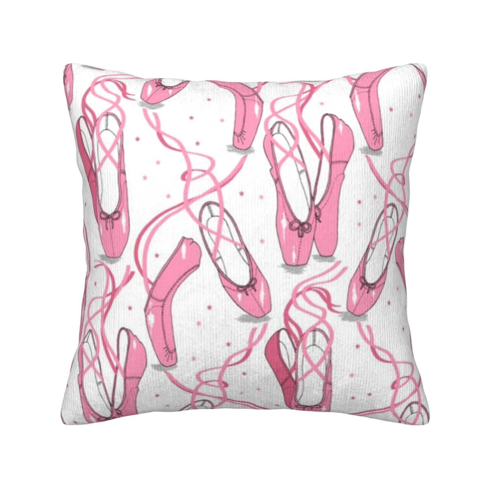 Housse de coussin ballerines roses en velours côtelé pour une ambiance douce et apaisante