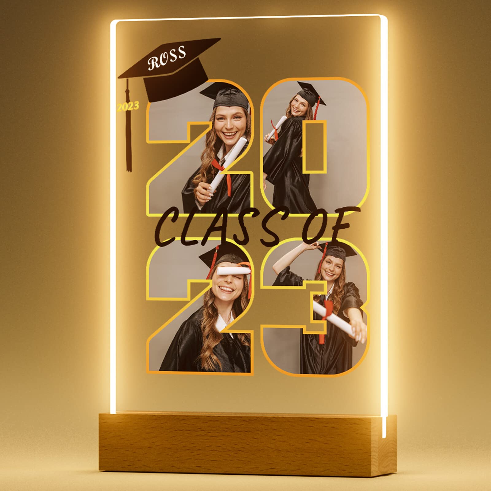 Personalised 2023 Graduation Gifts - Custom Night Light with Photo Name, Graduation Gifts for Her, Graduation Gifts for Him, Class of 2023 Graduation Gifts, Gifts for Graduate, Daughter, Son, Friends