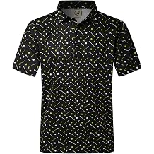 Hardaddy Mens Golf Polo Shirts Dry Fit Short Sleeve Print Patterns Moisture Wicking Collared Funny Golf Shirts for Men