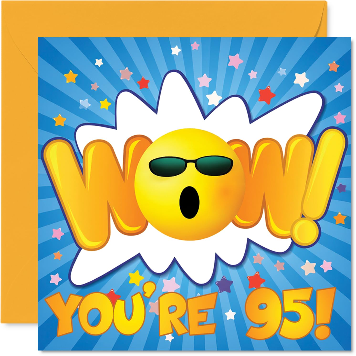 95th Birthday Cards for Women Men - WOW - Happy Birthday Card for 95 Year Old Woman Man Grandma Nan Dad Husband, 145mm Bday Greeting Cards