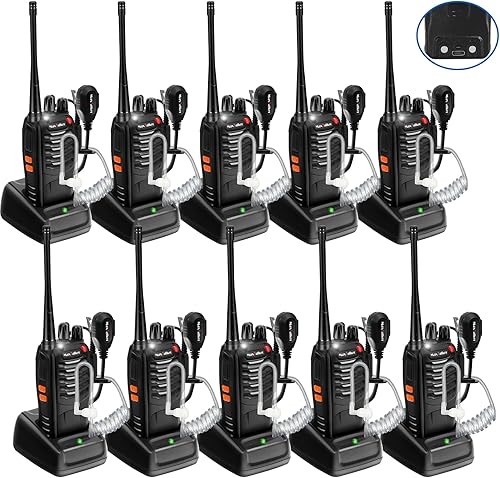 MT-8S Walkie Talkies de largo alcance para adultos, radios Walkie Talkies con auricular de conducto, linterna, radio de 2 vías con batería