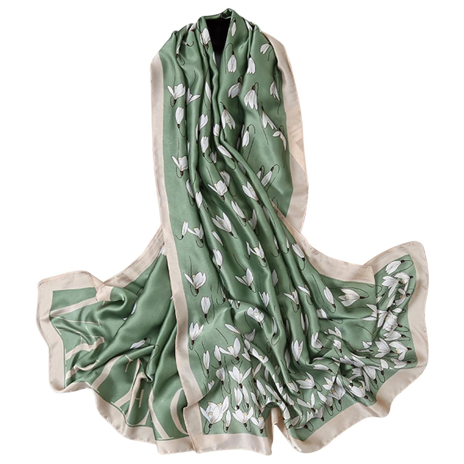 Hperu Lenço de seda moderno, lenço de cabelo de seda leve macio de 89 x 188 cm, xale de cetim quente à prova de sol à prova de poeira, pescoço feminino, cabeça, xale, acessório…