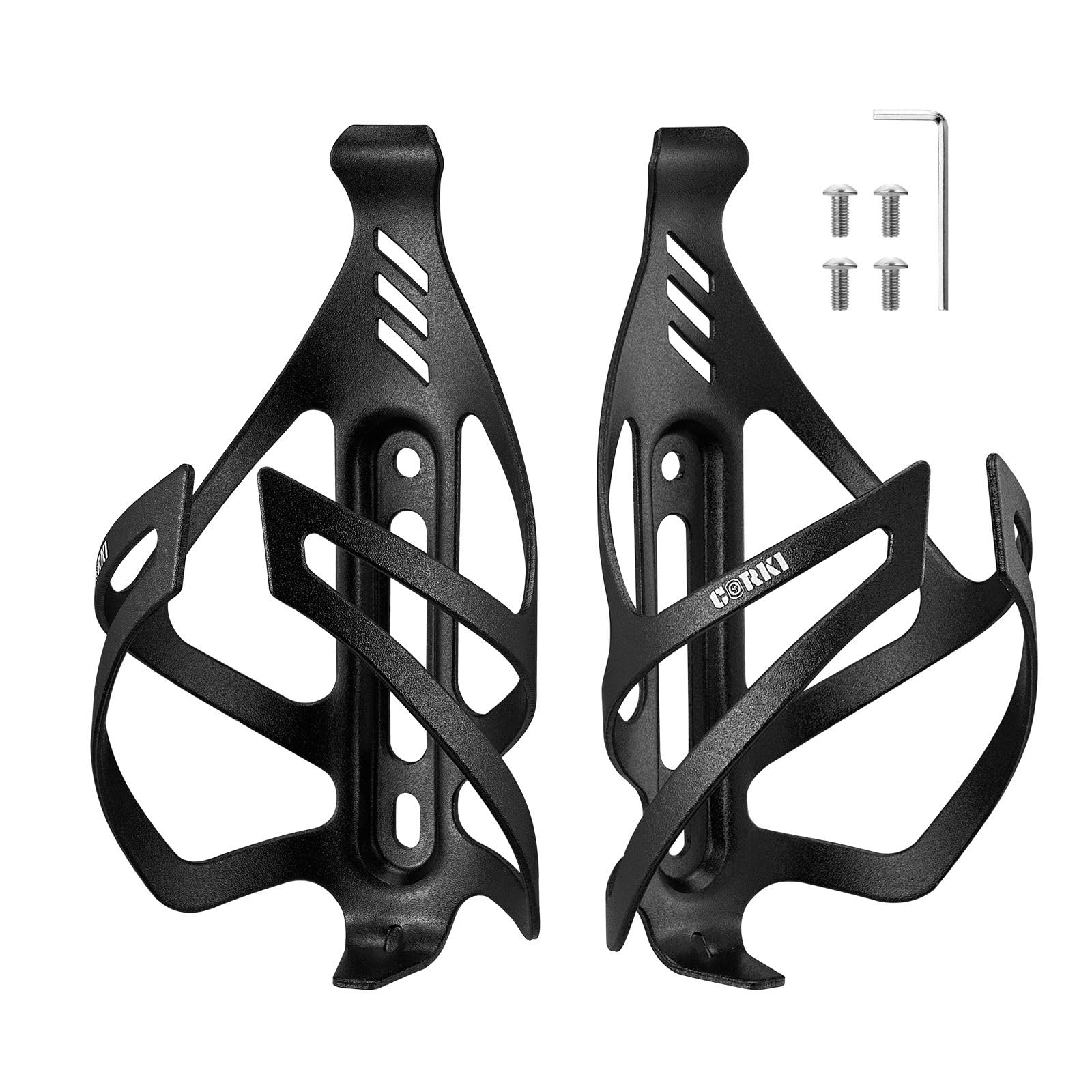 Corki Cycles Bike Water Bottle Holder Aluminum Alloy, Universal Bike Water Bottle Cage for Road, Mountain and Gravel Bikes - 2 Pack - Black