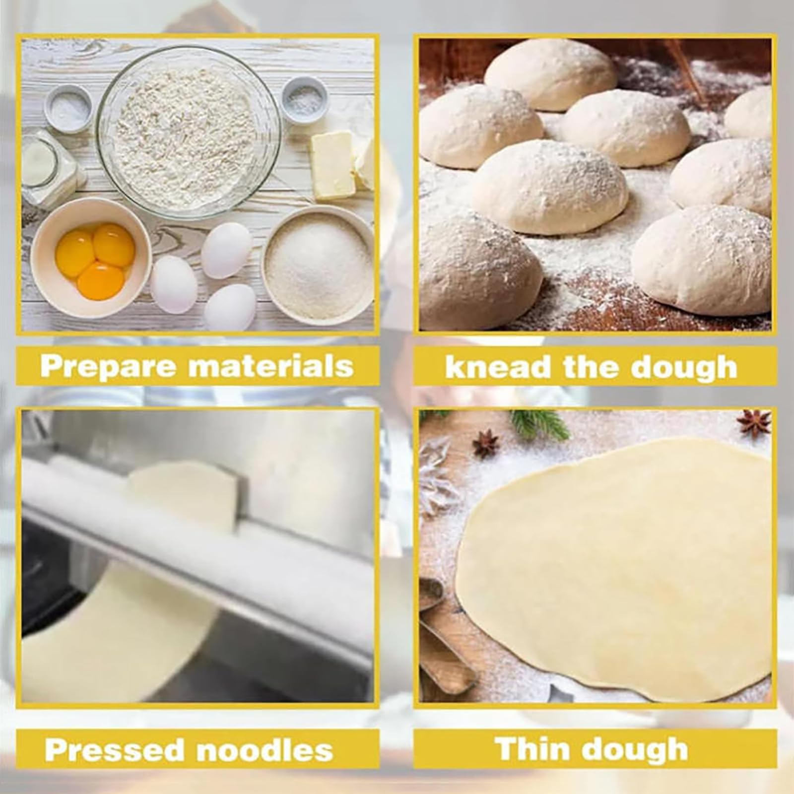 MObyat Laminoir à pâte Manuel Pliable, en Acier Inoxydable, avec Trous de positionnement et poignées de Transport, épaisseur réglable de 0 à 17,5 mm, pour Boulangerie et pâtisserie