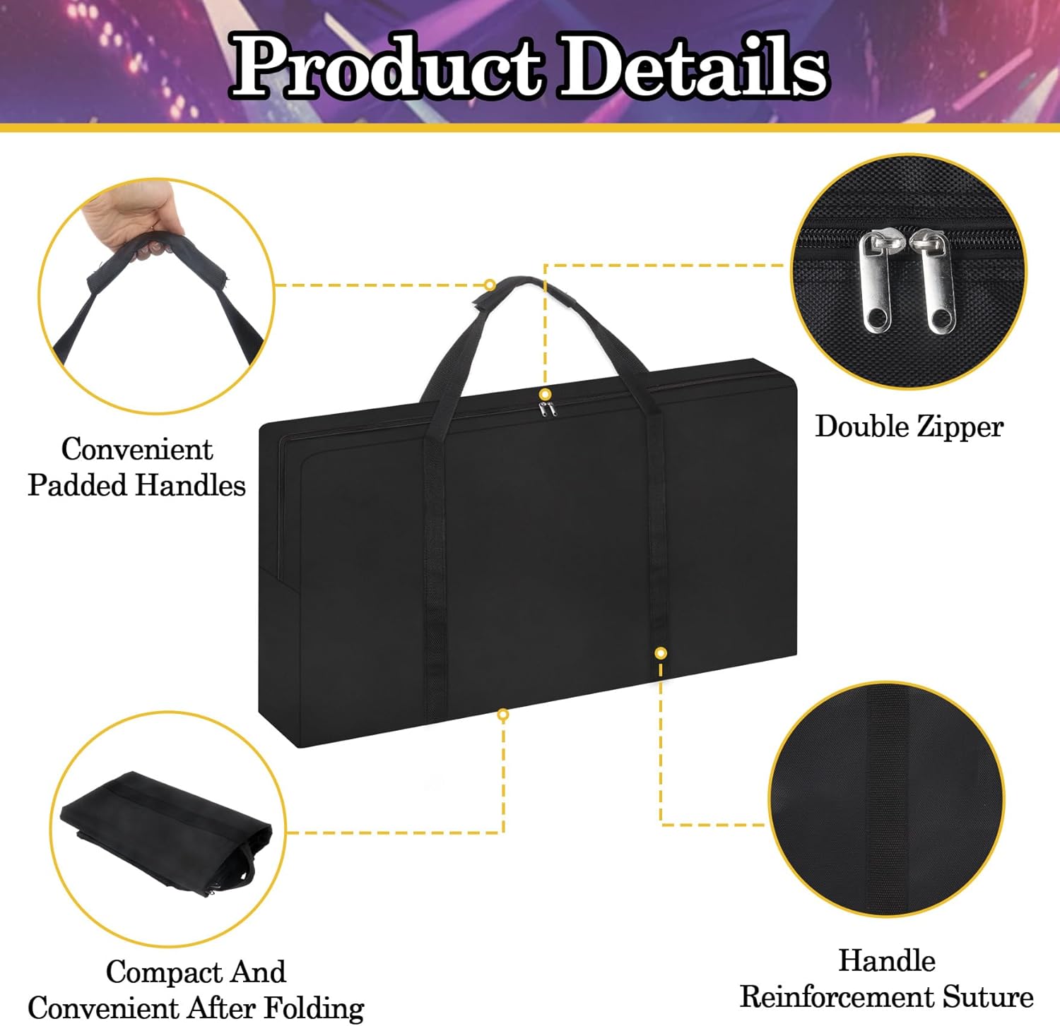 Klmnop DJ Booth Carrying Bag, Waterproof 1680D Oxford Cloth Heavy Duty Portable DJ Facade Panel Carry Case with Handles, 47.2" x 22.8" x 5" (Bag Only)