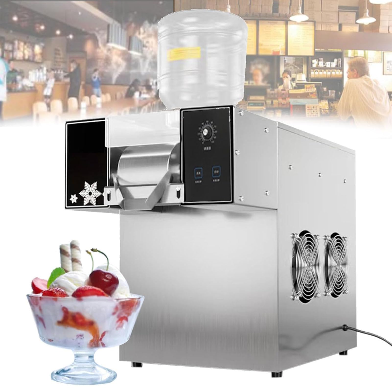 Genérico Máquina de Hielo Snowflake de Acero Inoxidable Comercial para Hielo raspado y en Escamas, Ideal para granizados y Conos de Nieve (120 kg) (180 kg)