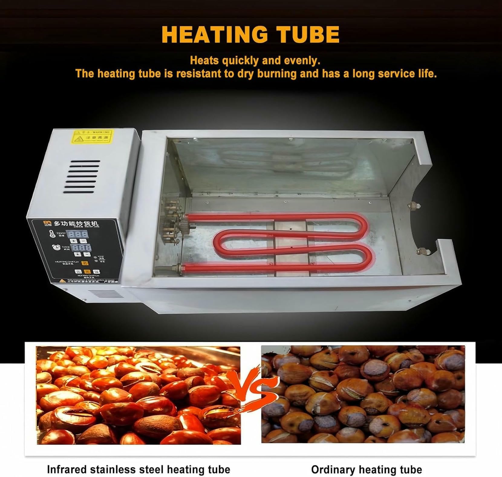 Elektrischer Kaffeebohnen-Röster, Kommerzieller 1800w / 2500w-Röster, Edelstahl-Multifunktions-Trockenfruchtröster, Verstellbare Temperatur, Gleichmäßiges Rösten. Typ 10