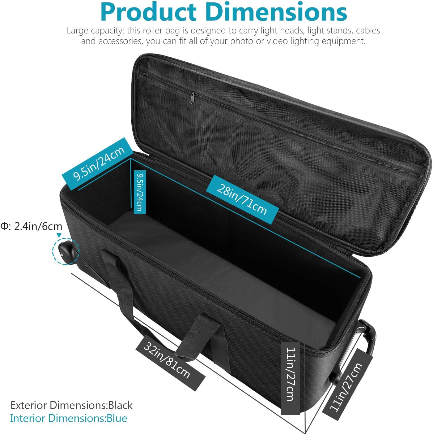 Black Friday Sale 2022 Neewer 32-Inch Camera Trolley Case Roller Bag: [32x11x11 Inches][3 Padded Partition][Easy-Glide Wheel][Durable 1680D PVC Cloth + Hard Plastic][Great Capacity] for Photo Studio Lighting Equipment