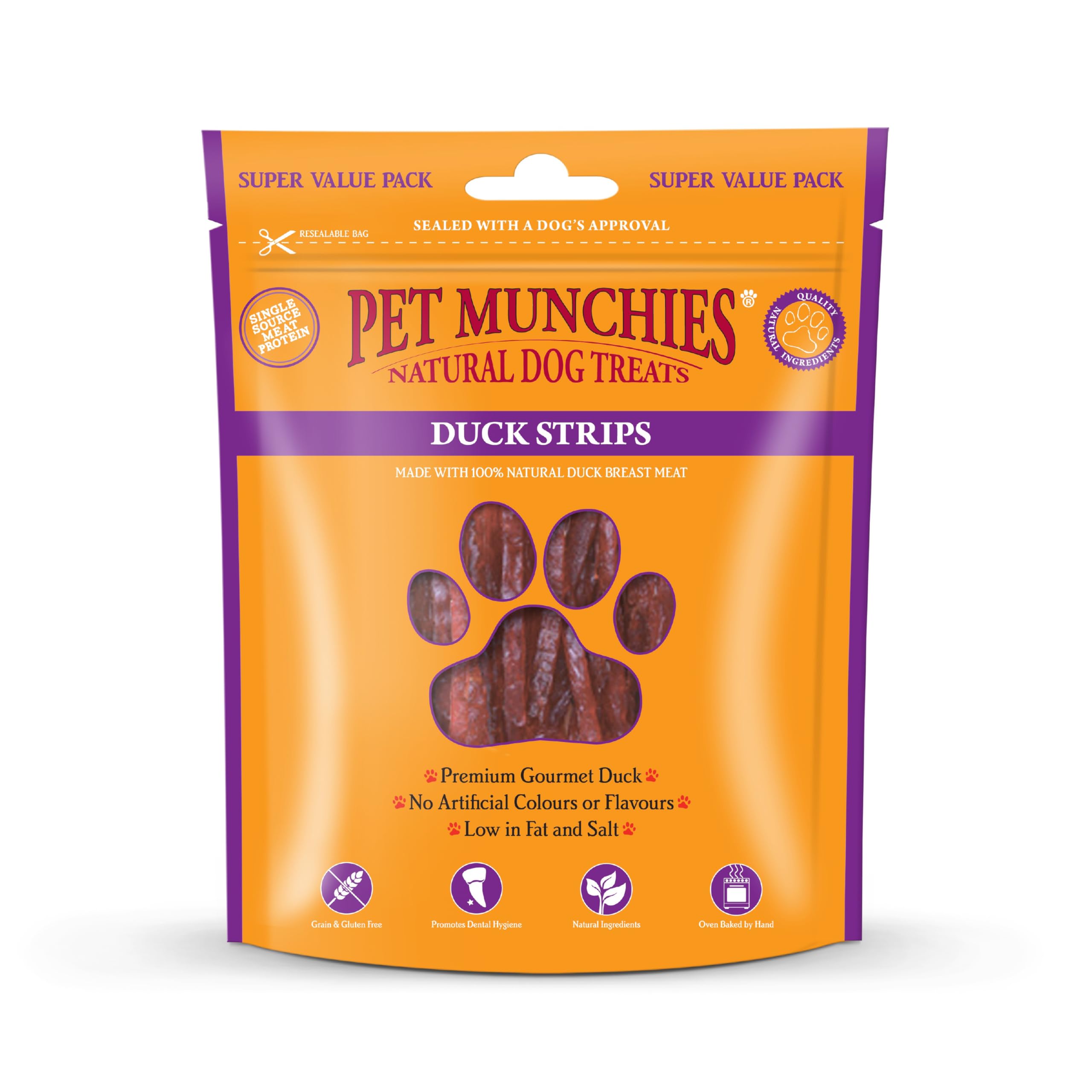 Pet Munchies Duck Strips Dog Treats, Value Pack Dog Chews with Natural Real Meat, Grain Free, Low in Fat and High in Protein 320g