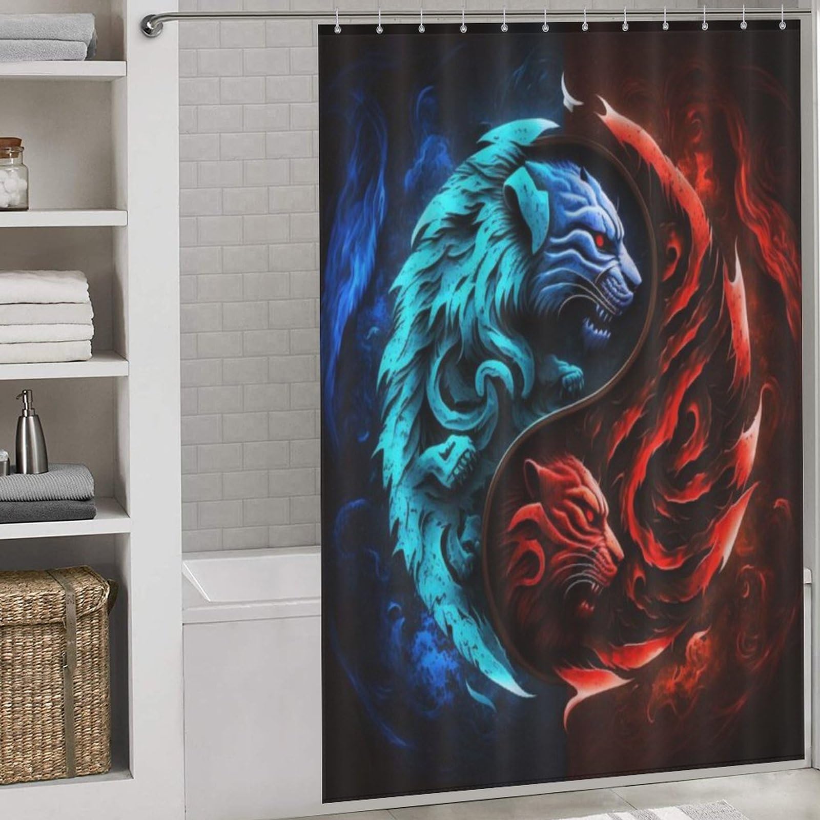 Rideau de douche tigre imperméable lavable pour sublimer la salle de bain familiale