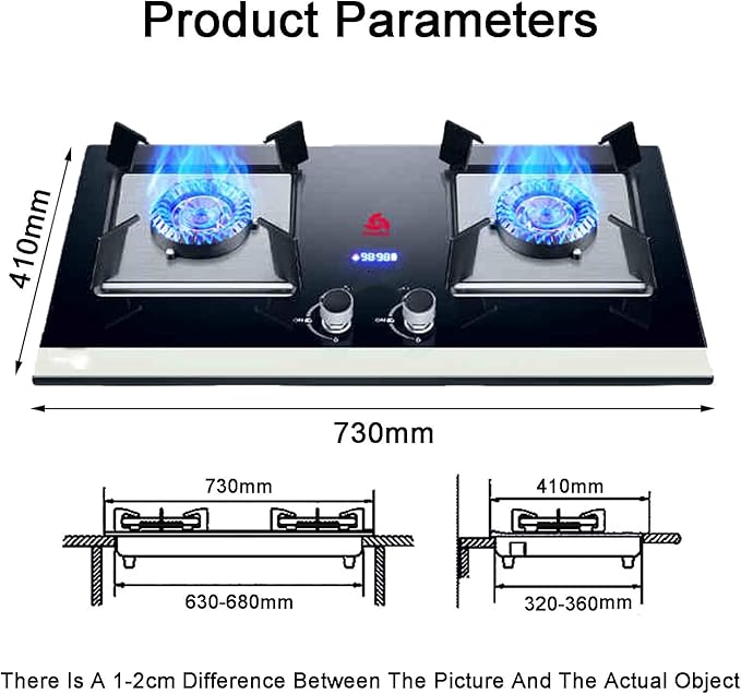 Estufa de Gas Portátil 2 Puestos 4.2 KW, Vidrio Templado Negro miniatura 2