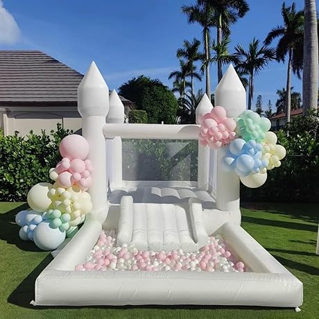 Inflatable White Bounce House for Kids - Bounce, Play, and Explore Joy and Happiness