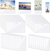 Vista 1 de Glenmal 120 Pieces Self Adhesive Label Holder Index Card Holder Clear Pocket Sleeves for Organizing and Protecting Labels Business Cards Photos