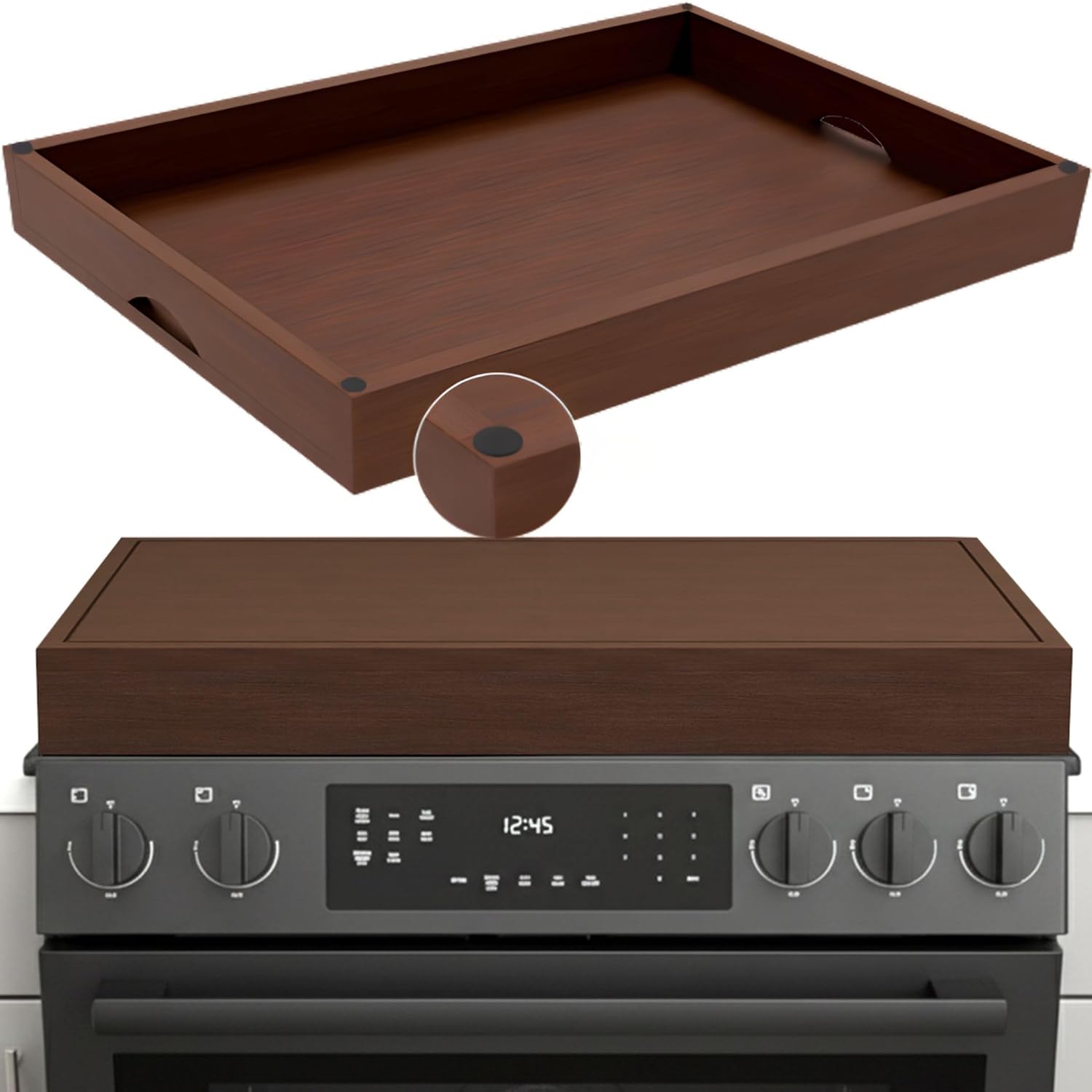 Wood Stove Top Cover Noodle Board for Gas Stove | Wooden Stovetop Cover Cutting Board | Butcher Block Stove Cover with Handles for Electric and Gas Burners | Kitchen Counter Space Saver