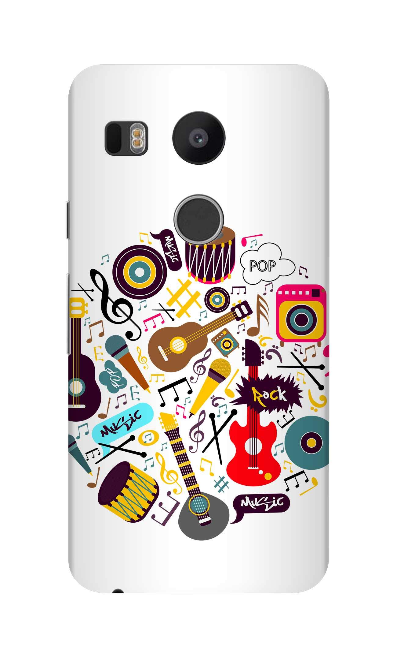 StylizeddCase Compatible with Google Nexus 5X Case Slim Snap Classic Series Customized Mobile Cover Hard PC Shield Matte Finish Print [Designed for Google Nexus 5X] - Muscial Instruments