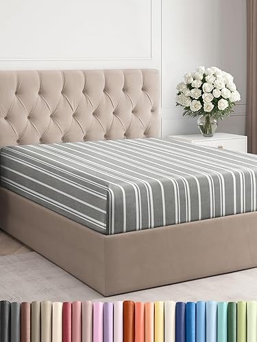 Miniatura 64 de King Fitted Bed Sheet - Bottom Single Fitted Sheet Only - Ultra-Soft Hotel Luxury Bedding w/ 8-16 Inch Deep Pockets - Breathable, Cooling & Wrinkle