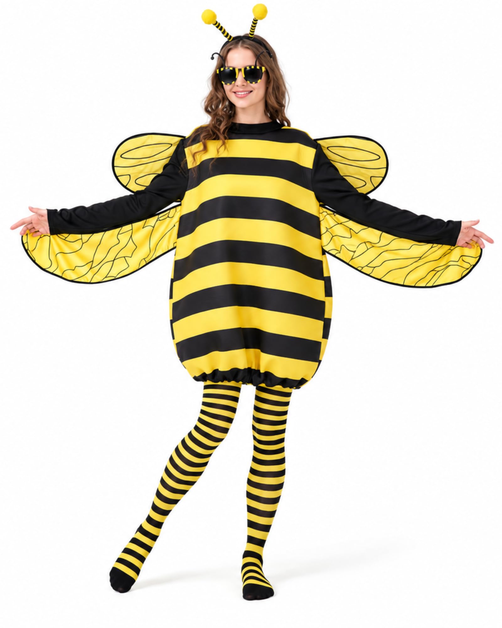 Max Fun Bee Costume for Women Adult Bumble Bee Halloween Costume Funny Dress Up Cosplay Outfit