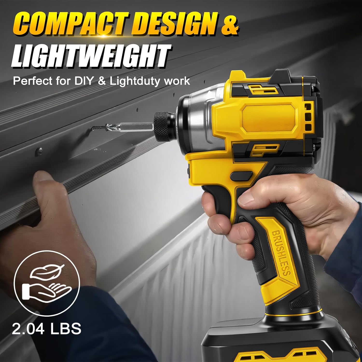 Cordless Impact Driver 1/4" for Dewalt 20V Max Battery (No Battery), 1800 In-lbs Brushless Impact Drill, 3100 RPM with LED Light for Home Installation, DIY Tools