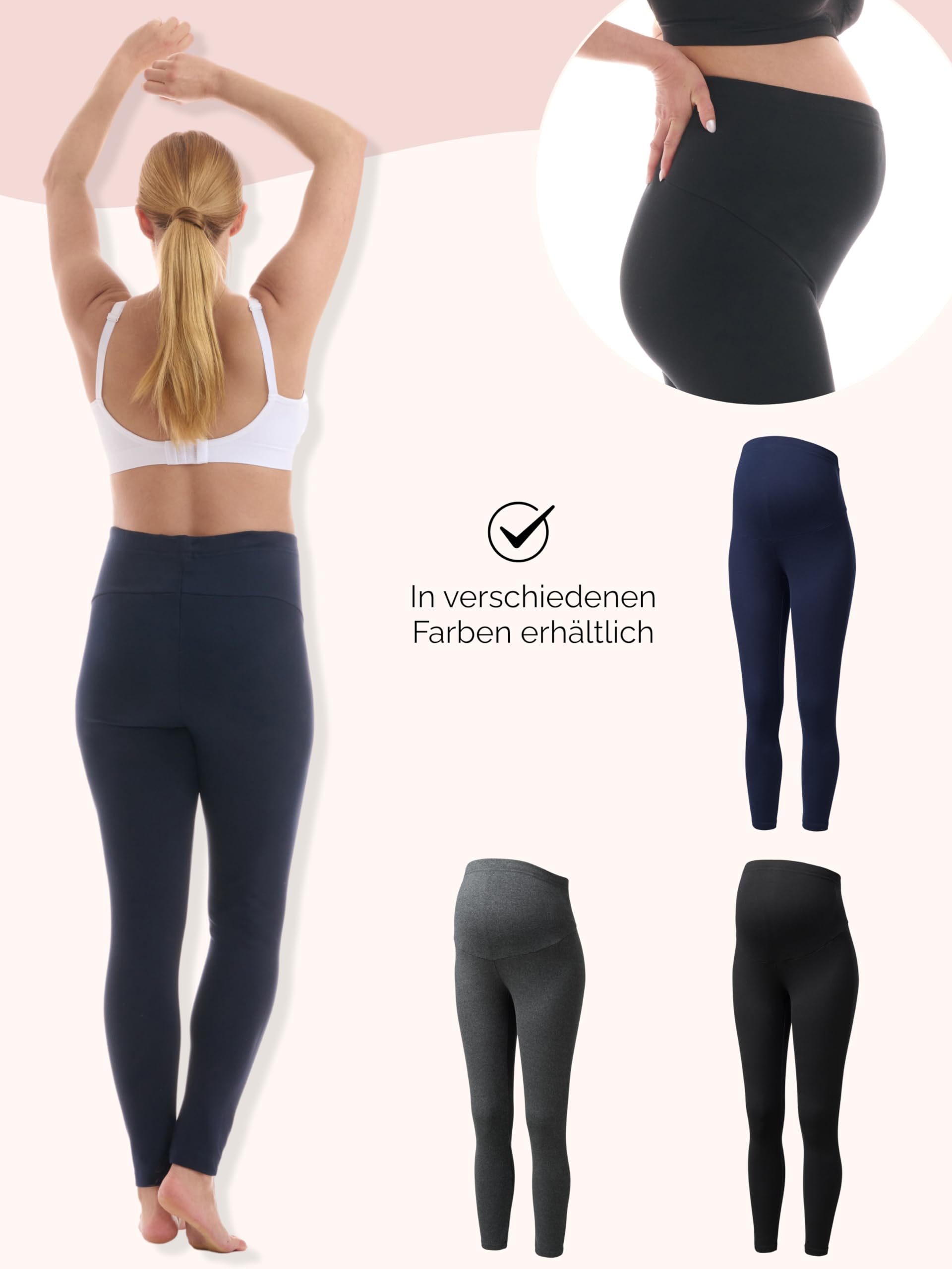 Herzmutter Umstandsleggings Baumwolle OekoTex 100 - Leggings Schwangerschaft - weiche-blickdichte - Umstandsmode Leggings - warmes Material - 1500