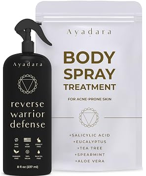 Bacne Solution Body Spray, 8 fl oz, Cystic Back Bacne Solution Spray with Salicylic Acid, Tea Tree Chest, Butt and Body Bacne Spray for Hormonal Bacne, Bacne Solution for Teens Adults, 2000 Sprays