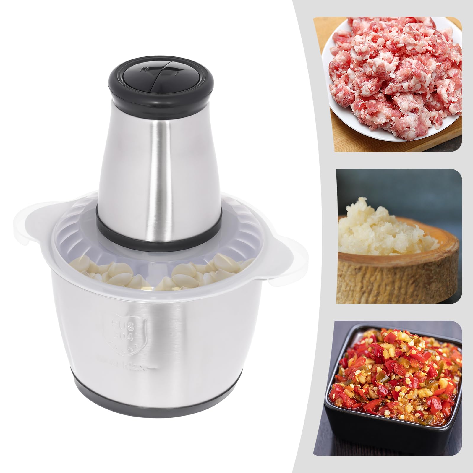 Picadora de carne eléctrica de acero inoxidable, 300 W, 3 L, 10000 rpm, picadora eléctrica