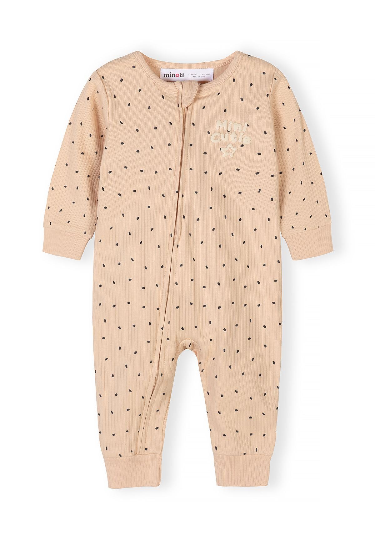 Minoti Jungen Baby Spielanzug 3er Pack 100% Baumwolle - Kinder Bodys mit Reißverschluss - Beige Ripp-Qualität