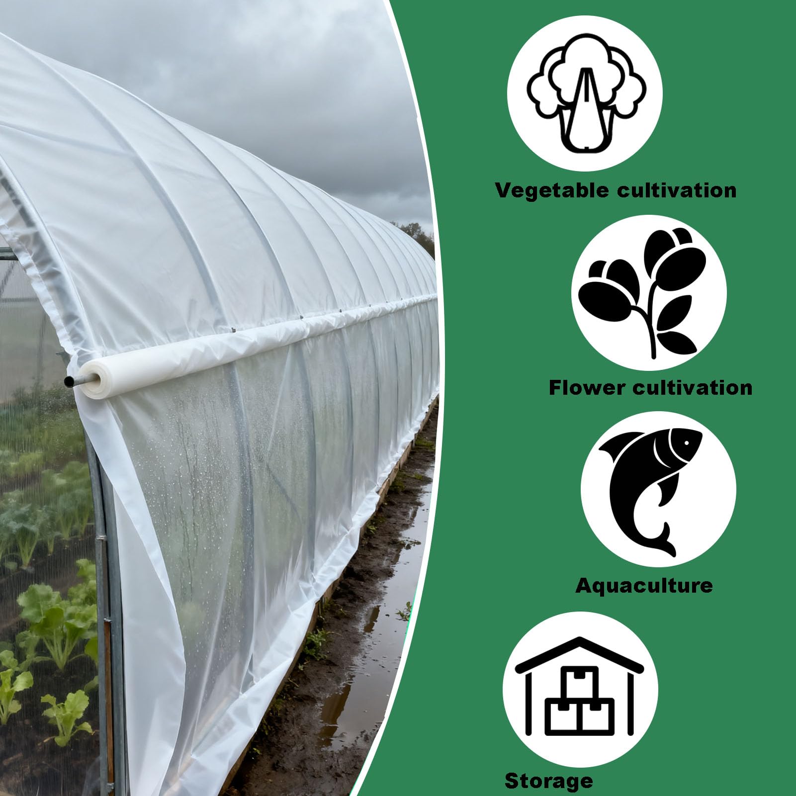 Lámina de Polietileno para Invernadero, Transparente Plástico para Jardín y Huerto, Extra Gruesa Resistente Lámina de plástico Protección para Plantas(Size:5x20m)