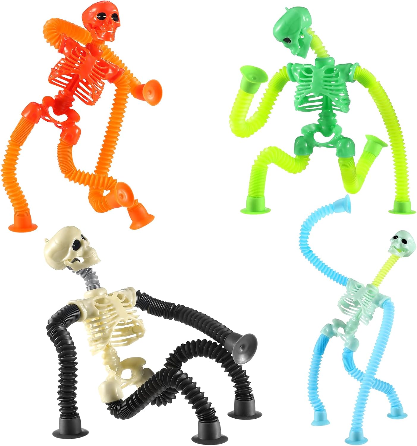 4 PCS Halloween Sensory Stretchy Fidget Toys, Sensory Pop Tubes for Kids,Halloween Party Favors,Goodie Bag Stuffers, Boo Basket Stuffers