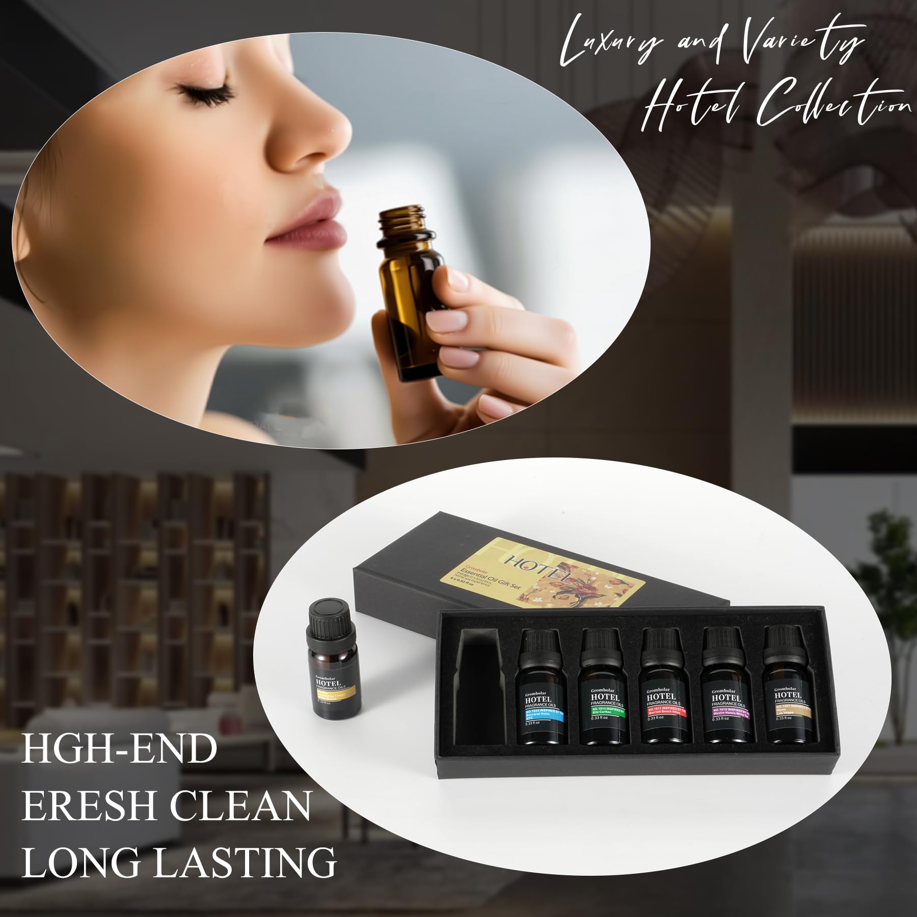 Juego de aceites esenciales, colección de hotel, juego de regalo de aceite esencial de alta calidad para difusores, cuidado del hogar, fragancias, humidificadores (set de 6 piezas)