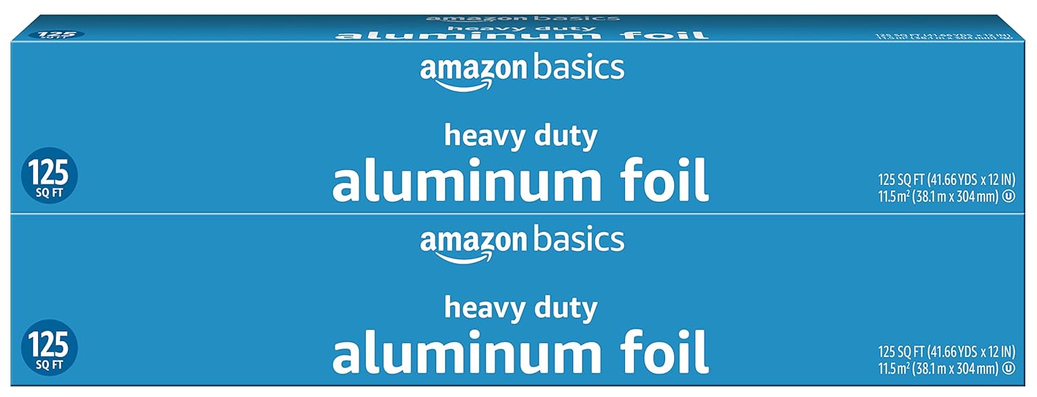 Amazon Basics Heavy Duty Aluminum Foil, 125 Sq Ft, Pack of
