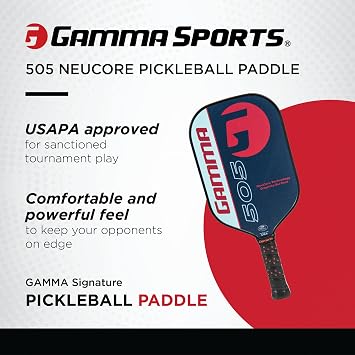 GAMMA Sports NeuCore Pickleball Paddle, Textured Graphite, Power Surface, Comfotable Grip