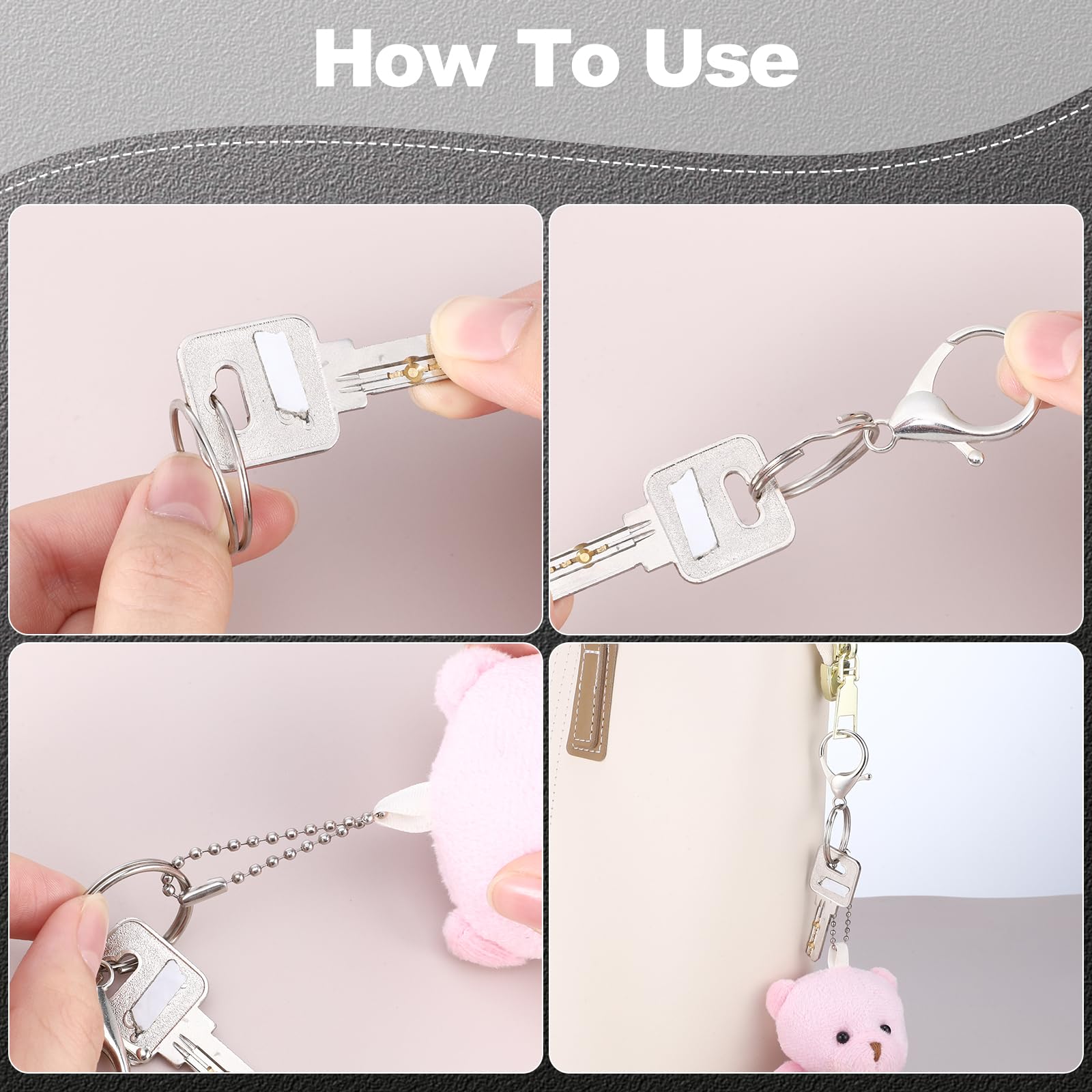 BESARME 460PCS Keychain Making Kit, Key Chain Clips with Key Rings Bulk, Metal Lobster Claw Clasp, Swivel Snap Hook, Jumprings & Extender Chain for Crafts, DIY Keychain Accessories Supplies - Image 4